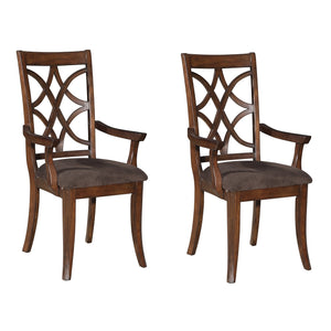 English Elm Brown Microfiber Cross Back Arm Chairs Set Of 2 – Stylish, Durable Seating For Dining & Relaxation B062P182698