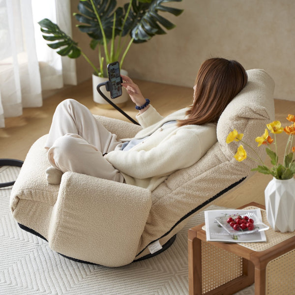 English Elm Adjustable ergonomic gaming lounge chair with 360° swivel, spring seat comfort and phone holder Beige W244P172637