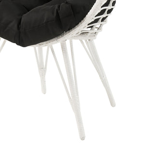 English Elm Black Black and White Patio Chair with Teardrop Wicker Frame, Plush Removable Cushion, Steel Legs for Outdoor Lounge B062P182690