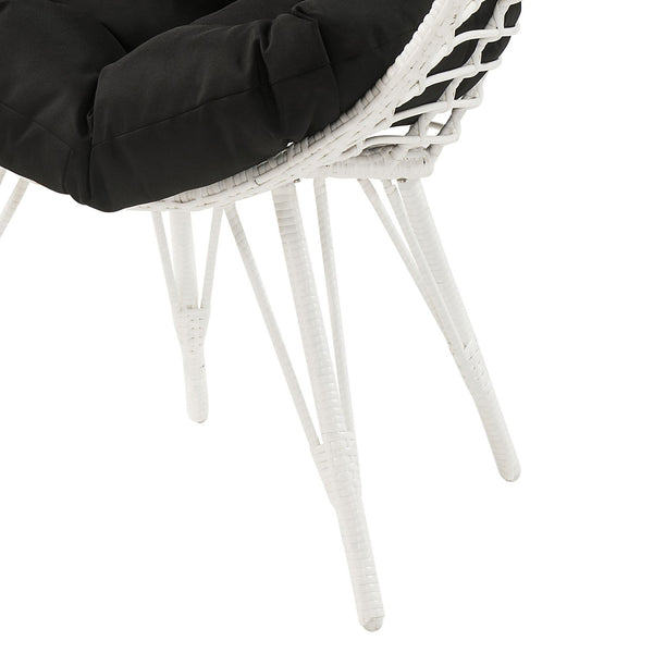 English Elm Black Black and White Patio Chair with Teardrop Wicker Frame, Plush Removable Cushion, Steel Legs for Outdoor Lounge B062P182690