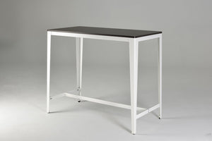 English Elm Farmhouse Counter Height Dining Table Brown Mdf Top White Metal Frame Modern B091P184054