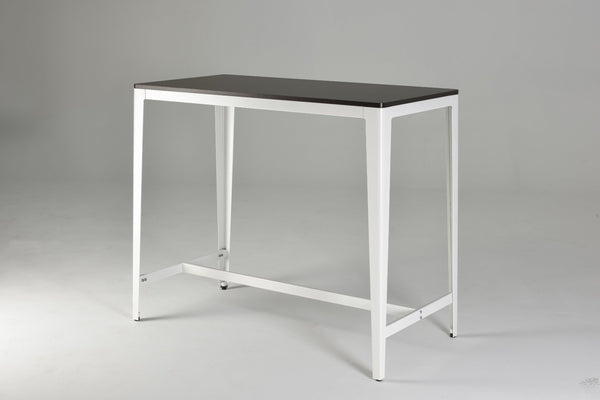 English Elm Farmhouse Counter Height Dining Table Brown Mdf Top White Metal Frame Modern B091P184054