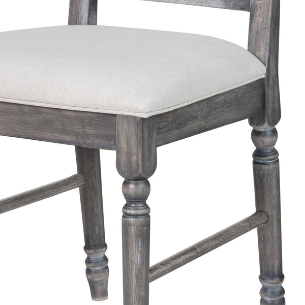 English Elm Cream Farmhouse Open Back Side Chairs Set Of 2 - Weathered Grey Finish, Comfortable & Stylish Design B062P182707