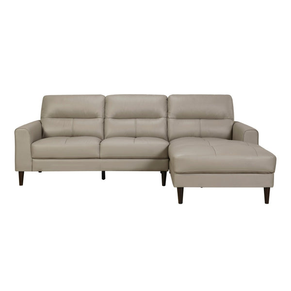 English Elm Modern Mid-century 2-piece Sectional with Right Chaise Top Grain Leather Living Room B011S00894