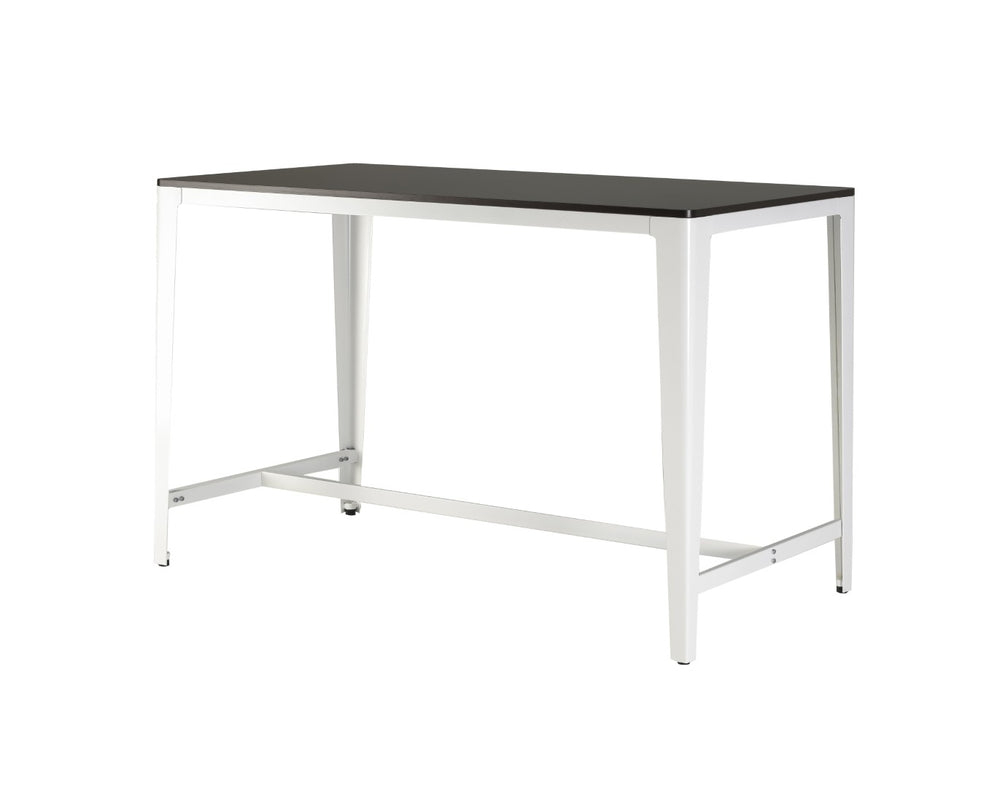 English Elm Farmhouse Counter Height Dining Table Brown Mdf Top White Metal Frame Modern B091P184054