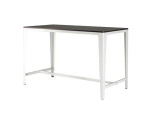 English Elm Farmhouse Counter Height Dining Table Brown Mdf Top White Metal Frame Modern B091P184054