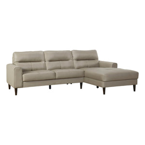 English Elm Modern Mid-century 2-piece Sectional with Right Chaise Top Grain Leather Living Room B011S00894