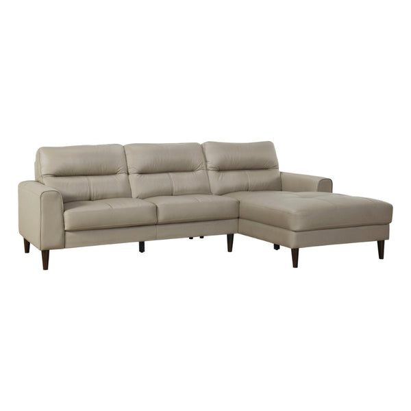 English Elm Modern Mid-century 2-piece Sectional with Right Chaise Top Grain Leather Living Room B011S00894
