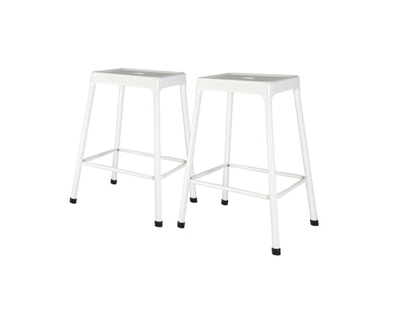 English Elm 3 Piece Farmhouse Counter Bistro Set Antique White Steel Frame Mdf Top Seats Two B091S00001