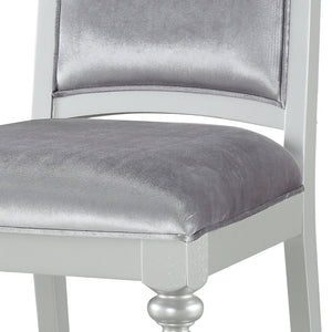 English Elm Grey Upholstered Side Chairs Set Of 2 - Elegant Rhinestone Accents & Platinum Finish For Glamour B062P182702