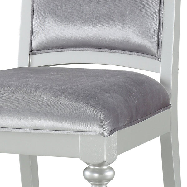 English Elm Grey Upholstered Side Chairs Set Of 2 - Elegant Rhinestone Accents & Platinum Finish For Glamour B062P182702