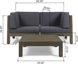 English Elm Oana/brava Solid Acacia Outdoor Coffee Table Square Slat Top Patio Deck Lounge Dark Gray 64496.00GRY-64497-64498.00DGY
