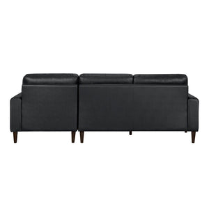 English Elm Modern Mid-century 2-piece Sectional with Right Chaise Top Grain Leather Living Room B011S00895
