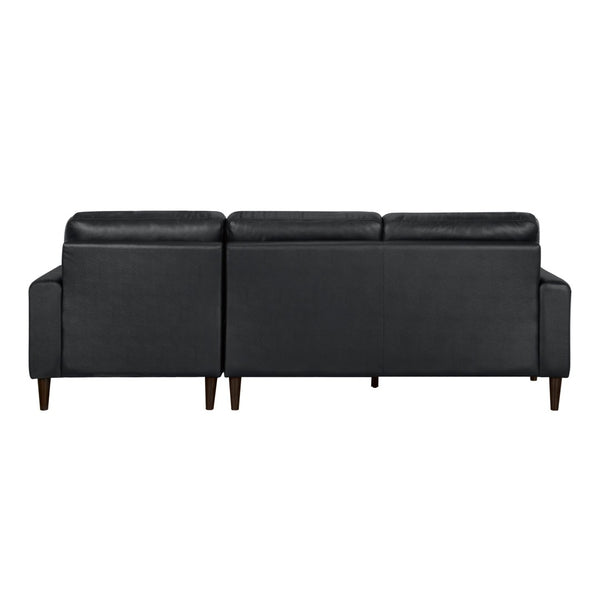 English Elm Modern Mid-century 2-piece Sectional with Right Chaise Top Grain Leather Living Room B011S00895