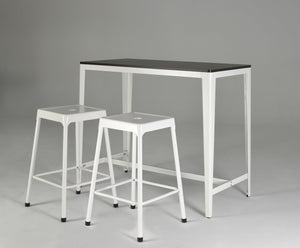 English Elm Farmhouse Counter Height Dining Table Brown Mdf Top White Metal Frame Modern B091P184054