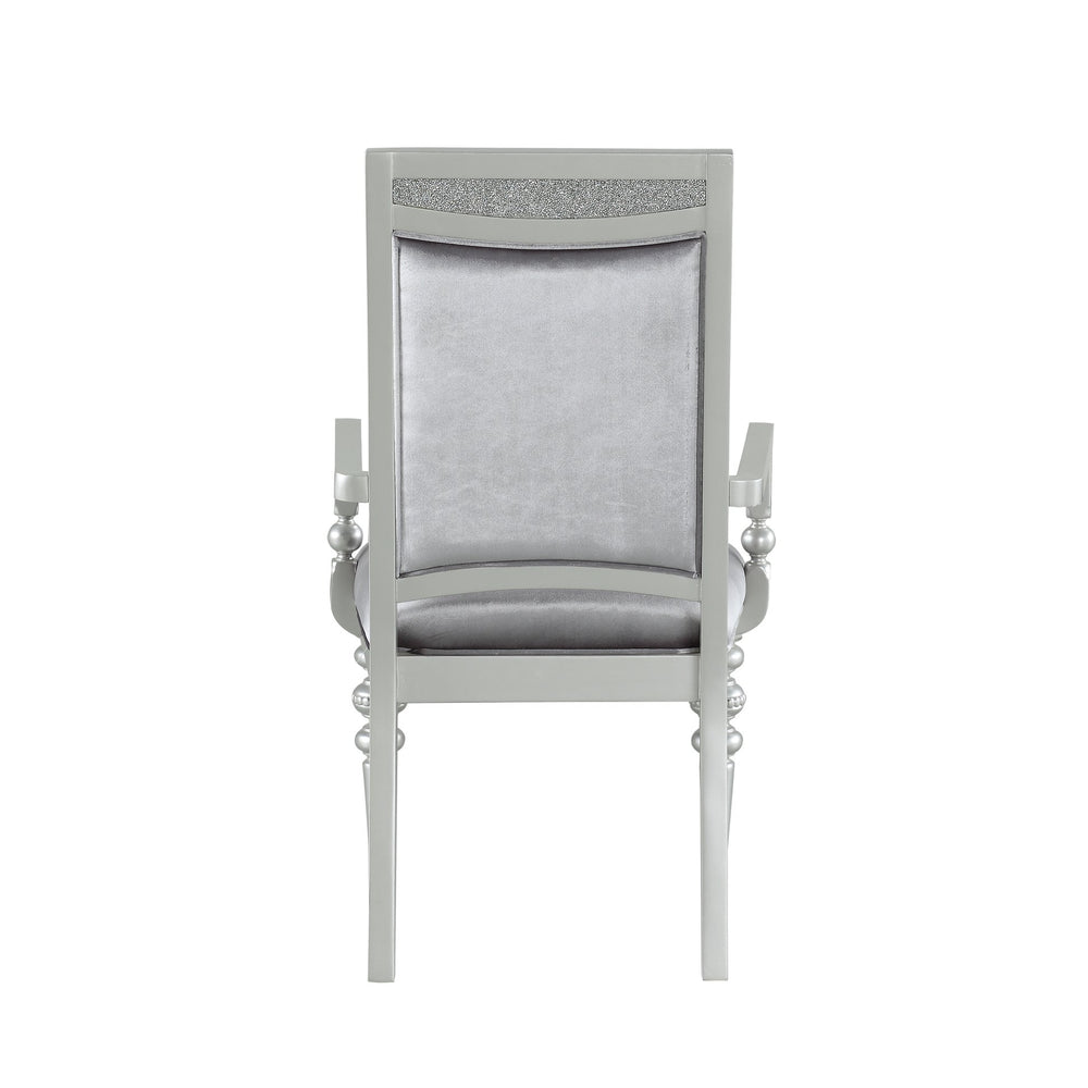 English Elm Grey Upholstered Arm Chairs Set Of 2 – Plush Comfort, Glamorous Platinum Finish & Rhinestone Accents B062P182703