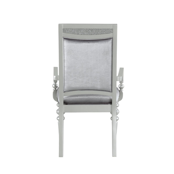 English Elm Grey Upholstered Arm Chairs Set Of 2 – Plush Comfort, Glamorous Platinum Finish & Rhinestone Accents B062P182703