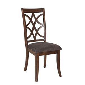 English Elm Brown Cross Back Side Chairs Set Of 2 - Elegant Brown Upholstery With Timeless Dark Walnut Finish B062P182697