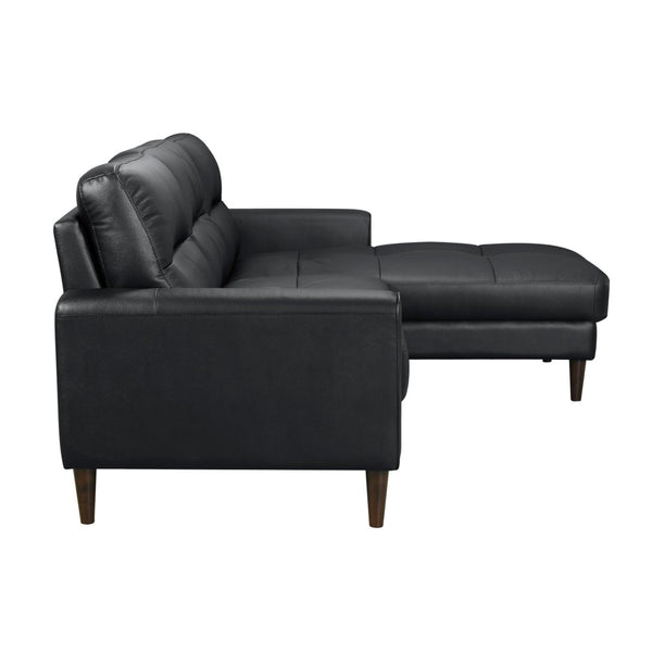 English Elm Modern Mid-century 2-piece Sectional with Right Chaise Top Grain Leather Living Room B011S00895