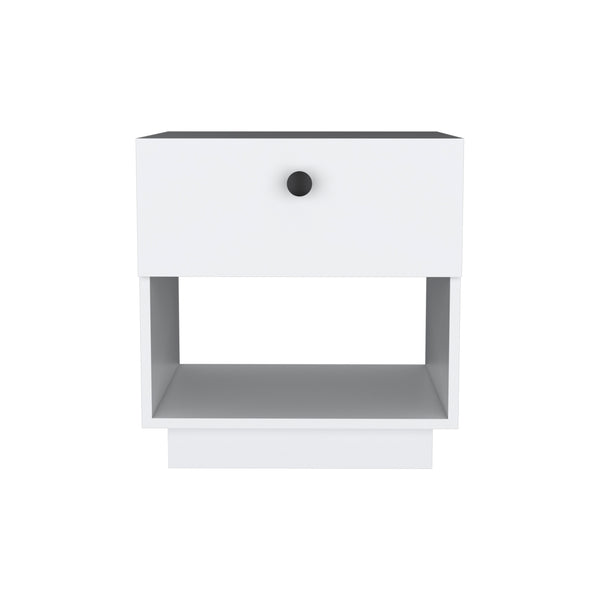 English Elm Paris 1 Drawer Nightstand White — Compact Space-Saving End Table with Lower Shelf & Stainless Handle, Easy Assemble B07092136