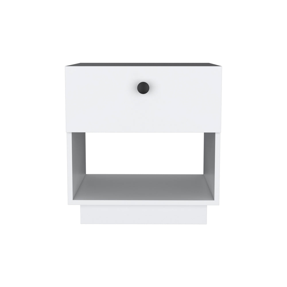 English Elm Paris 1 Drawer Nightstand White — Compact 18.5"W x15.7"D Modern End Table w/ Drawer & Shelf Storage B20092136