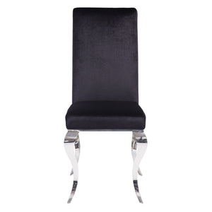 English Elm Black Teen High Back Side Chairs Set of 2 – Sleek Chrome Frame, Ergonomic No-Arm Design, Durable Wood Build B062P182704