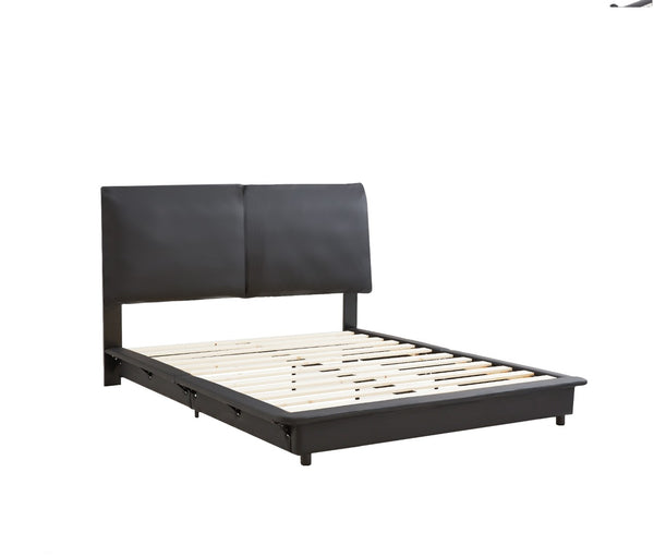 English Elm Upholstered Wingback Queen Bed Corduroy Tufted Frame with Motion Led Underlighting W1960P183851