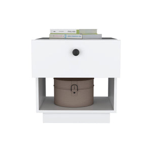 English Elm Paris 1 Drawer Nightstand White — Compact 18.5"W x15.7"D Modern End Table w/ Drawer & Shelf Storage B20092136