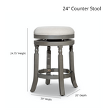 English Elm 24" Counter Stool, Weathered Gray Finish, Charcoal Fabric Seat