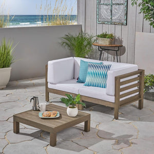 English Elm Oana/brava Solid Acacia Outdoor Coffee Table Square Slat Top Patio Deck Lounge White 64496.00GRY-64497-64498.00WHI