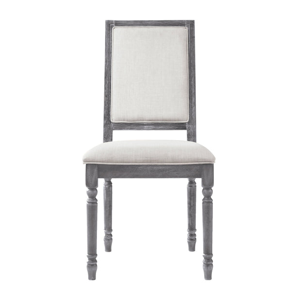 English Elm Cream Farmhouse Open Back Side Chairs Set Of 2 - Weathered Grey Finish, Comfortable & Stylish Design B062P182707