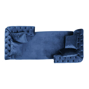 English Elm Christopher Knight Home® - Chaise Lounge Part - Elegant Navy Blue Velvet With Button-Tufting For Modern Comfort & Style 67581.00BNBLU