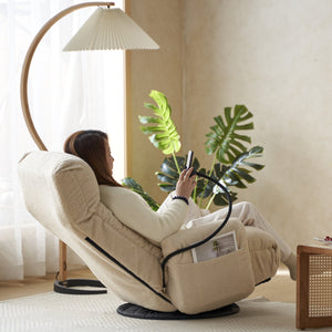 English Elm Adjustable ergonomic gaming lounge chair with 360° swivel, spring seat comfort and phone holder Beige W244P172637
