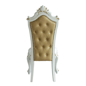 English Elm Butterscotch Queen Anne Side Chairs Set of 2 - Antique Pearl Finish, Faux Leather, Regal Crown Detail B062P182706