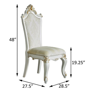 English Elm Butterscotch Queen Anne Side Chairs Set of 2 - Antique Pearl Finish, Faux Leather, Regal Crown Detail B062P182706