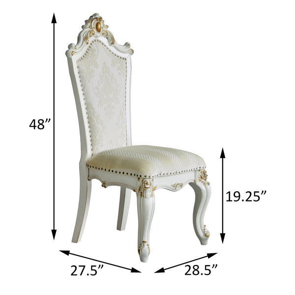 English Elm Butterscotch Queen Anne Side Chairs Set of 2 - Antique Pearl Finish, Faux Leather, Regal Crown Detail B062P182706