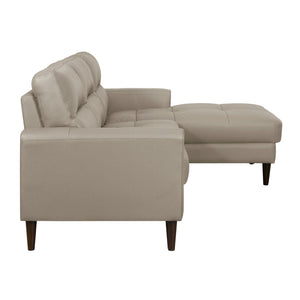 English Elm Modern Mid-century 2-piece Sectional with Right Chaise Top Grain Leather Living Room B011S00894
