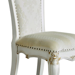 English Elm Butterscotch Queen Anne Side Chairs Set of 2 - Antique Pearl Finish, Faux Leather, Regal Crown Detail B062P182706