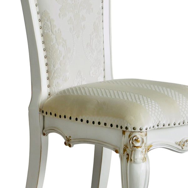 English Elm Butterscotch Queen Anne Side Chairs Set of 2 - Antique Pearl Finish, Faux Leather, Regal Crown Detail B062P182706