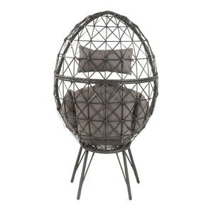 English Elm Light Teardrop Wicker Patio Chair with Geometric Weave, Metal Hairpin Legs & Plush Upholstered Cushion B062P182691