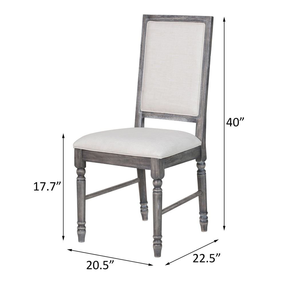 English Elm Cream Farmhouse Open Back Side Chairs Set Of 2 - Weathered Grey Finish, Comfortable & Stylish Design B062P182707