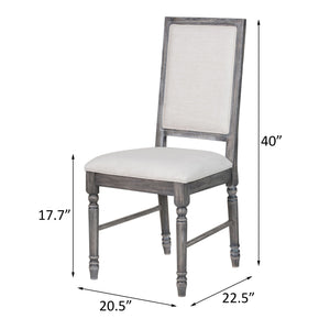 English Elm Cream Farmhouse Open Back Side Chairs Set Of 2 - Weathered Grey Finish, Comfortable & Stylish Design B062P182707