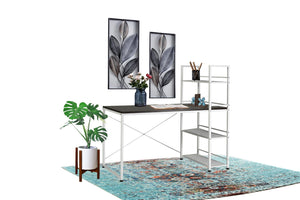 English Elm Reversible 2in1 Desk and Bookshelf Mdf Top Steel Frame Compact Home Office B091P183994