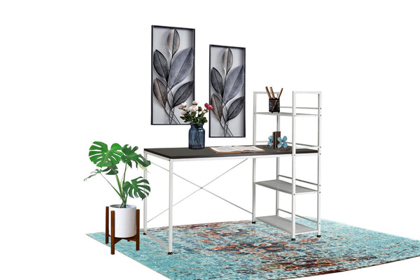 English Elm Reversible 2in1 Desk and Bookshelf Mdf Top Steel Frame Compact Home Office B091P183994