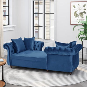 English Elm Christopher Knight Home® - Chaise Lounge Part - Elegant Navy Blue Velvet With Button-Tufting For Modern Comfort & Style 67581.00BNBLU