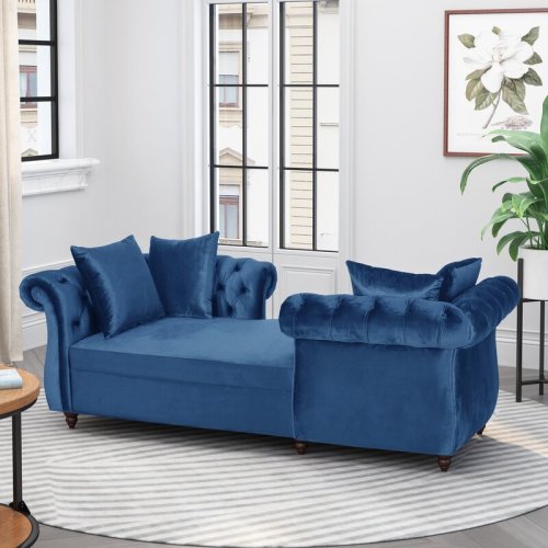 English Elm Christopher Knight Home® - Chaise Lounge Part - Elegant Navy Blue Velvet With Button-Tufting For Modern Comfort & Style 67581.00BNBLU