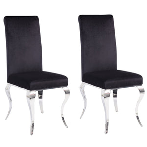English Elm Black Teen High Back Side Chairs Set of 2 – Sleek Chrome Frame, Ergonomic No-Arm Design, Durable Wood Build B062P182704