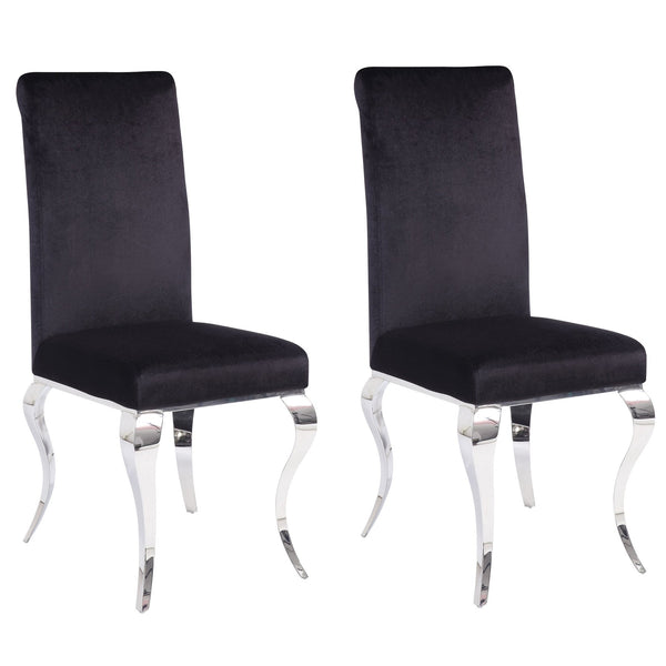 English Elm Black Teen High Back Side Chairs Set of 2 – Sleek Chrome Frame, Ergonomic No-Arm Design, Durable Wood Build B062P182704