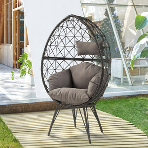 English Elm Light Teardrop Wicker Patio Chair with Geometric Weave, Metal Hairpin Legs & Plush Upholstered Cushion B062P182691