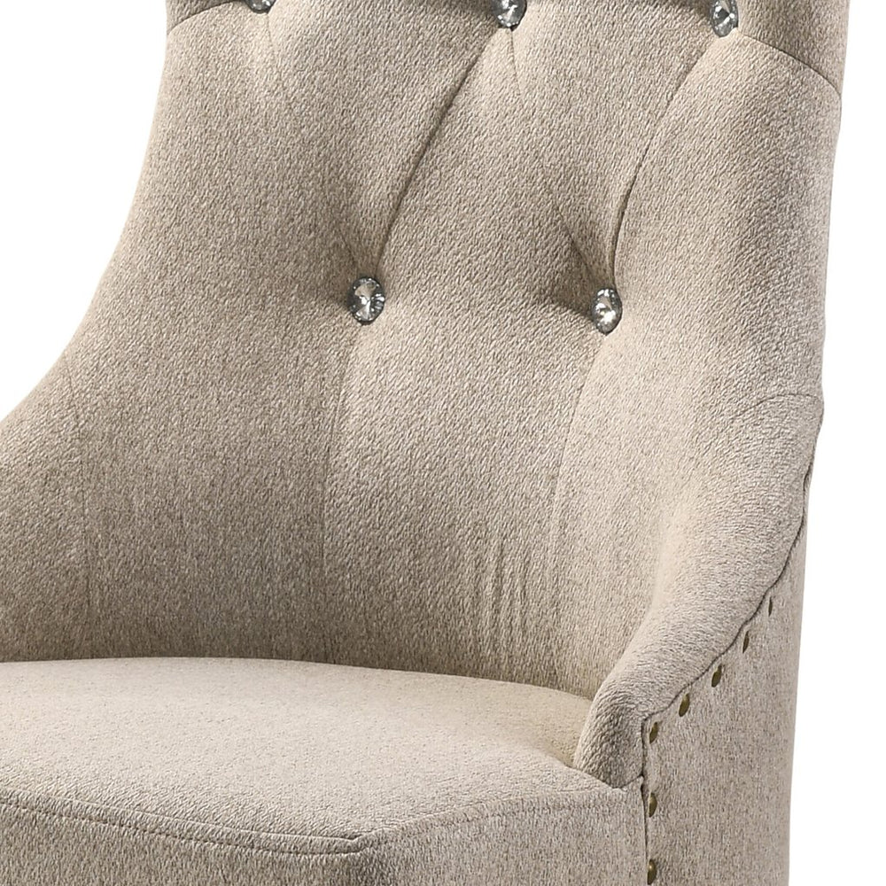 English Elm Beige Tufted Hourglass-Back Side Chairs (Set Of 2) - Elegant Comfort With Rustic Grey Legs & Trim B062P182696